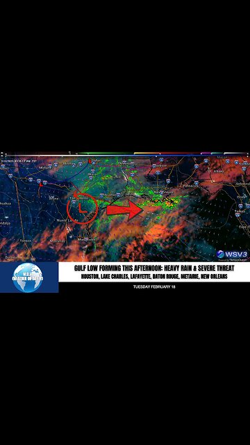 🌧️ Gulf Low: Heavy Rain & Tornado Risk in S. Louisiana! 2/18/25 #shorts #weathe