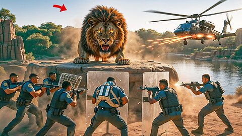 Brave heroes fight giant lions to save mother and baby antelope