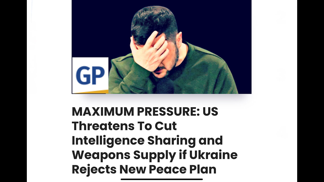 US Threatens To Cut Intelligence Sharing and Weapons Supply if Ukraine Rejects New Peace Plan