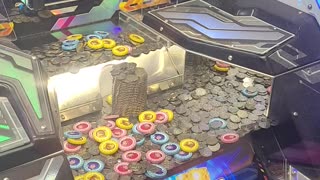 Huge long win on Galaxy Hunter Coin Pusher arcade game