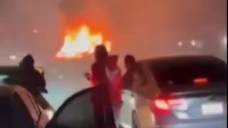 NYC thugs in illegal street takeover beat the shit out of a white couple for complaining about it