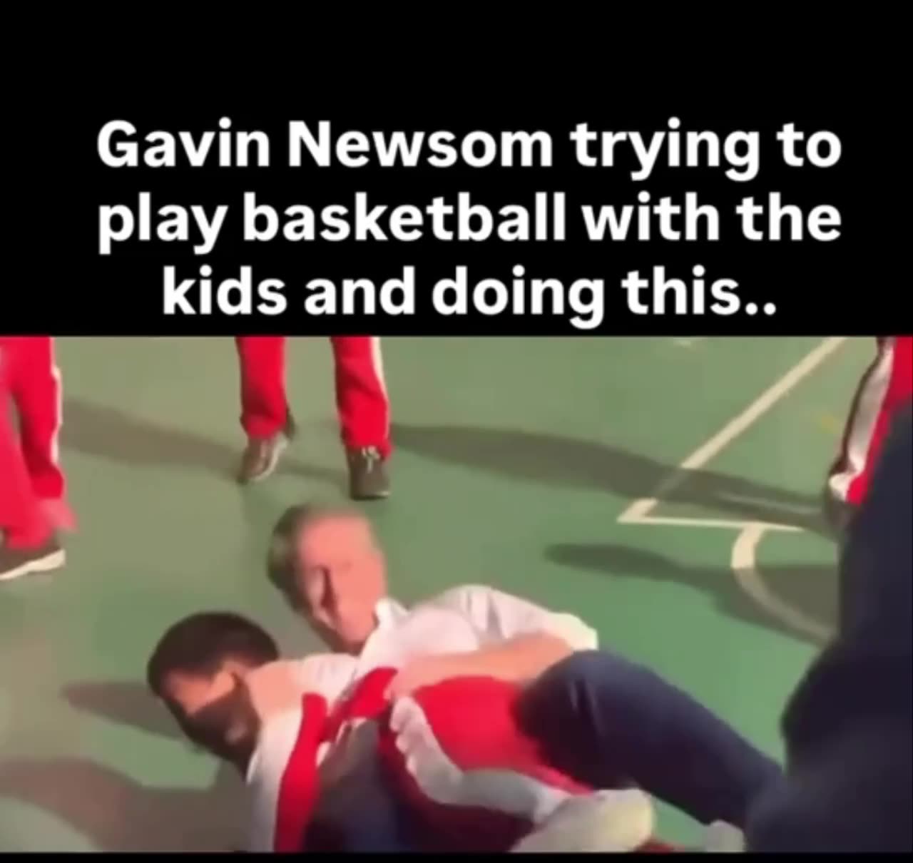 Newsom the hardscrabble basketball star throwing it down.