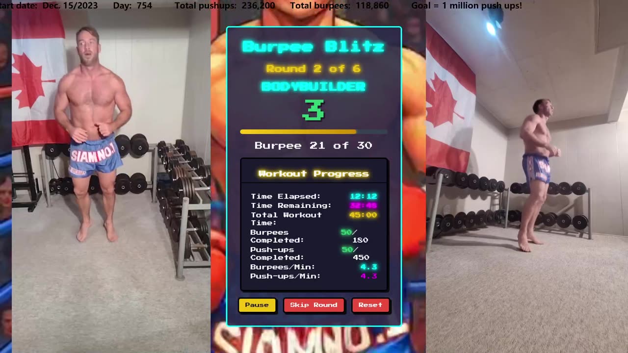 Everyday 450 push ups and 180 Burpees!