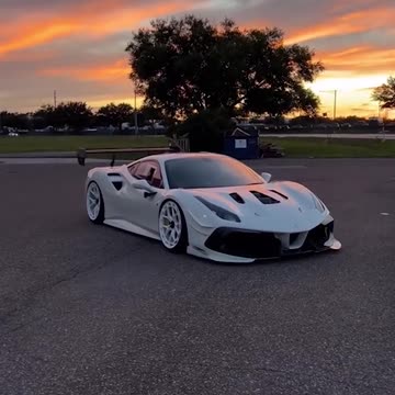 Pearl white 488 #car #perfection #sunset #pristine #white #cool #ferrari #488 #stance #low #frozen