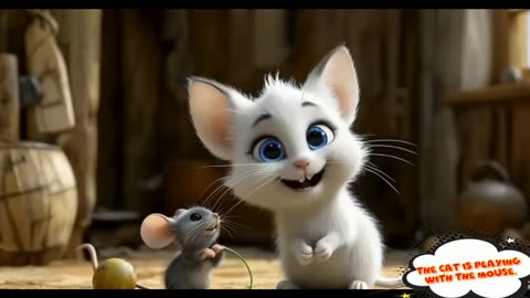 The cat is playing with the mouse..