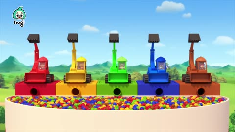 Learn Colors with Excavators and Surprise Eggs｜15 min｜Colors for Kids _ Learn Colors｜Hogi Pinkfong