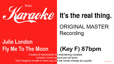 Julie London - Fly Me To The Moon (Key F) 87bpm (2025) Karaoke