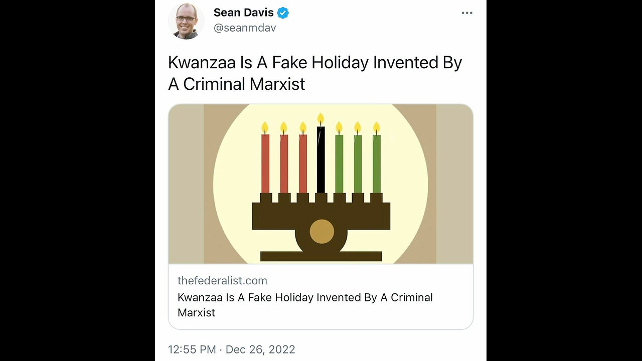 6:18 CHRISTian hating kwanzaa invented 1966 by marxist prof maulana karenga to undermine CHRISTmas