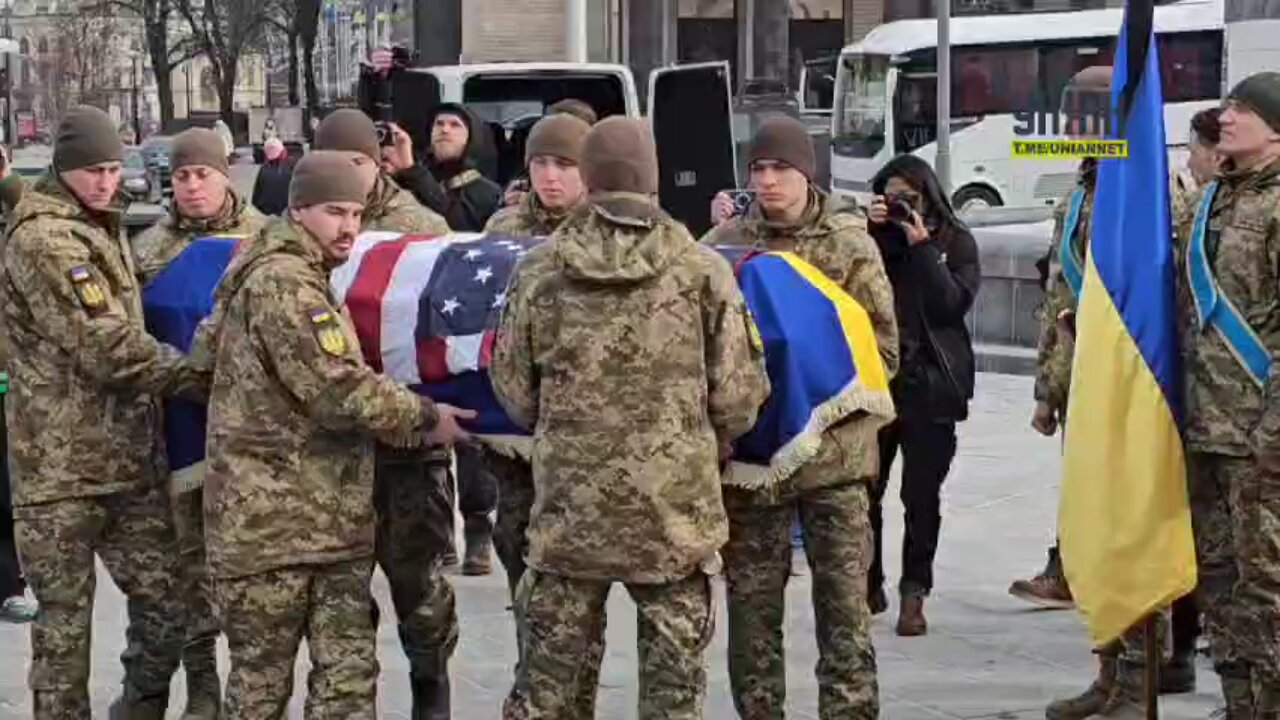 Kiev, Ukraine: Farewell to former US Marine Corps soldier Ethan Hertweck