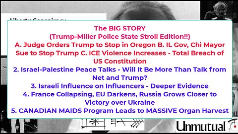 Liberty Conspiracy Live 10-6-25 Trump Police State Grows, Israel-Hamas, French Gov Fries