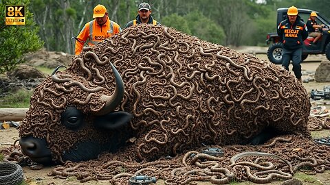 American BISON Covered in Millions of Snakes Saved by Heroic Rescue Team #AnimalRescue