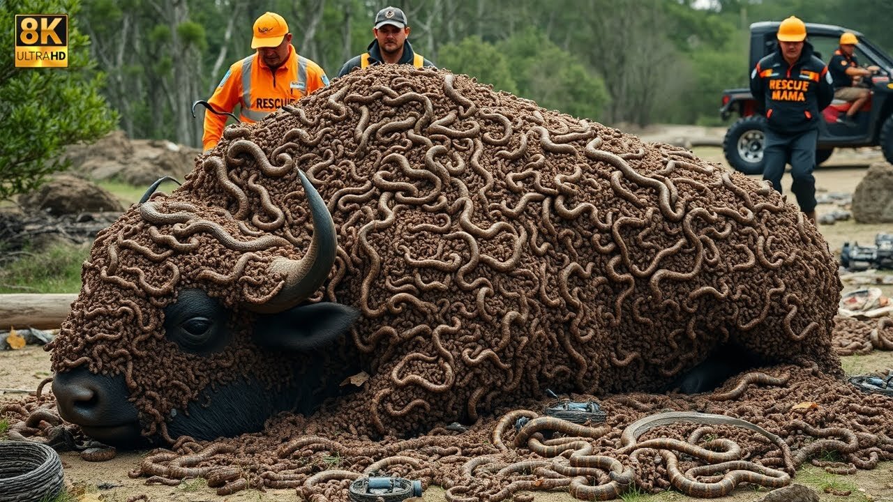 American BISON Covered in Millions of Snakes Saved by Heroic Rescue Team #AnimalRescue