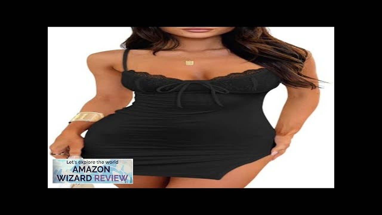 BEAGIMEG Women's Sexy Bodycon Sleeveless Adjustable Straps Lace Elegant Club Party Mini Review