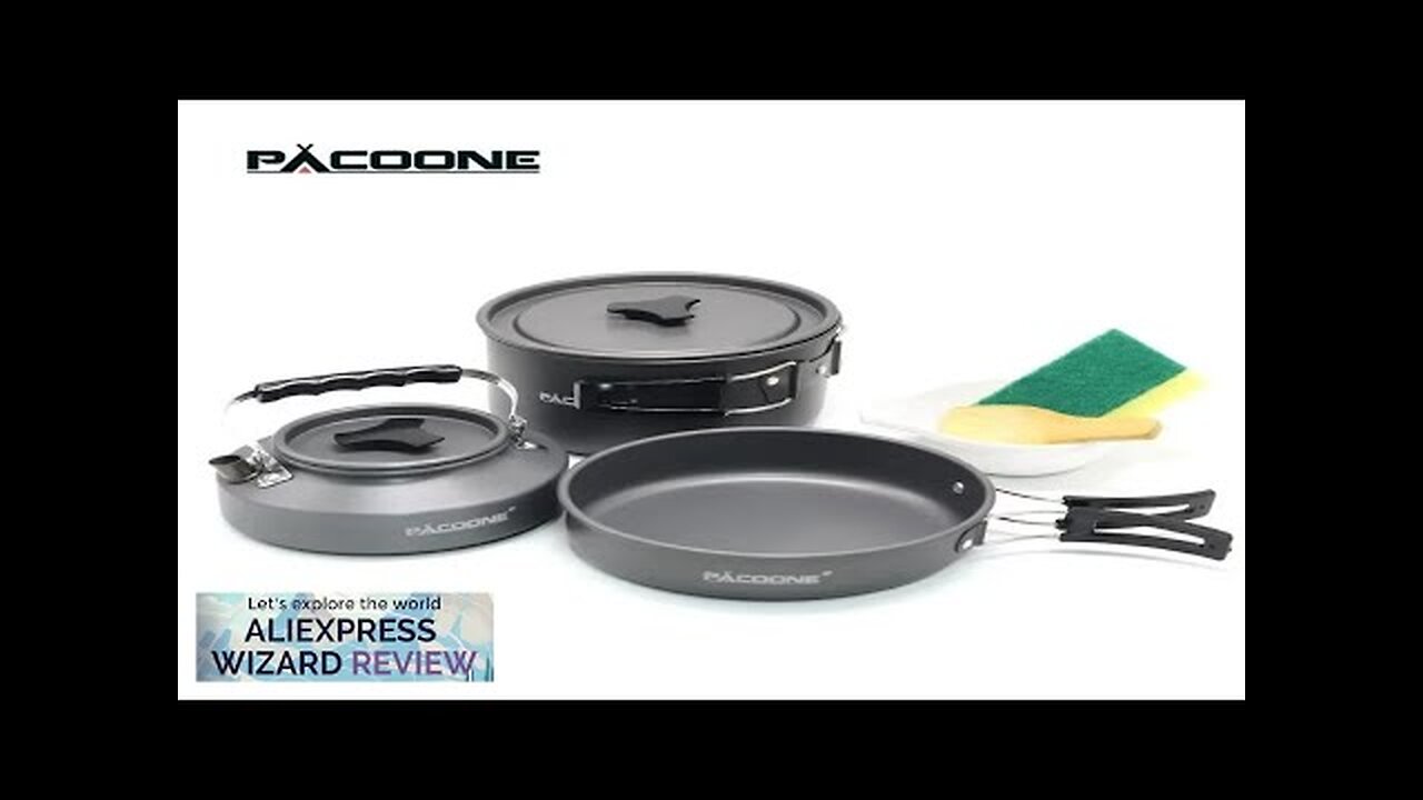 PACOONE Camping Cookware Set Portable Cookware Kit Outdoor Pot Cooking Water Kettle Review