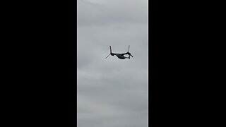 Marine Corps V-22 Osprey is doing a flyover