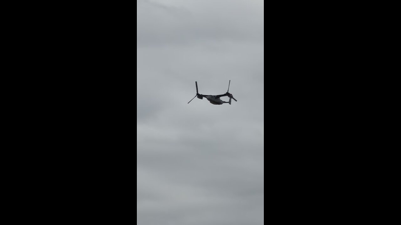 Marine Corps V-22 Osprey is doing a flyover