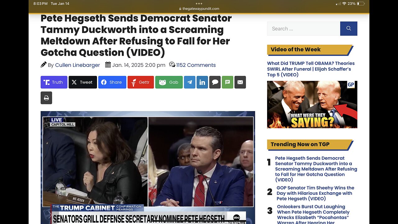 Pete Hegseth Sends Democrat Senator Tammy Duckworth into a Screaming Meltdown