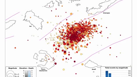 30-Second Animation Of A Seismic Swarm, Santorini, Greece