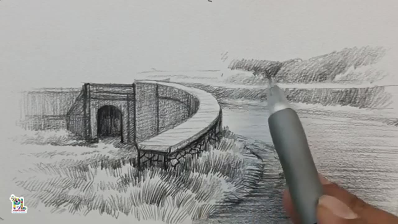 How to draw Dry Old Stone Bridge