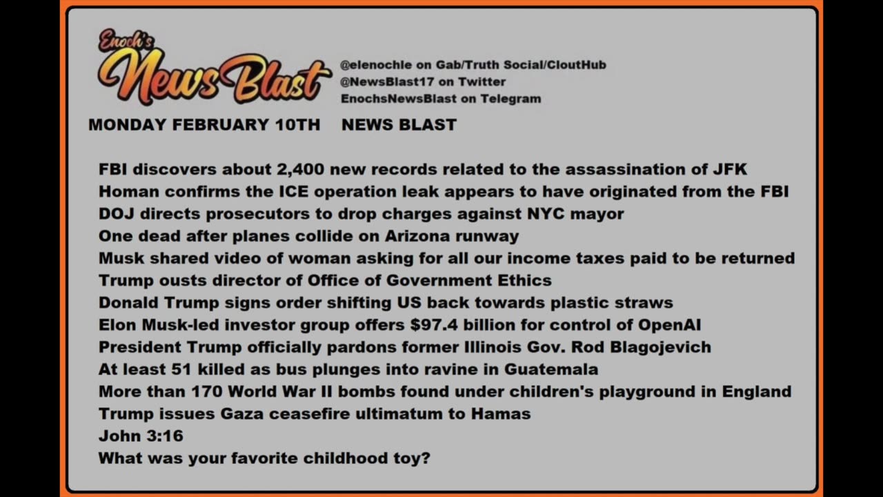 Monday, February 10, 2025 News Blast