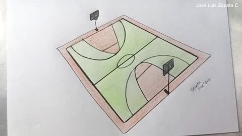 How to draw a basketball court