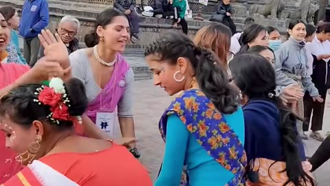 Harinam Sankirtan at Patan Durbar Square in Nepal February 2025