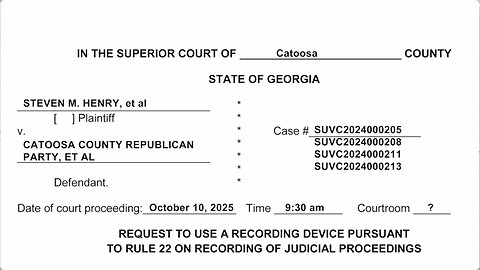 Fraud on the Courts Motion, Catoosa County Superior Court Octpber 10, 2025