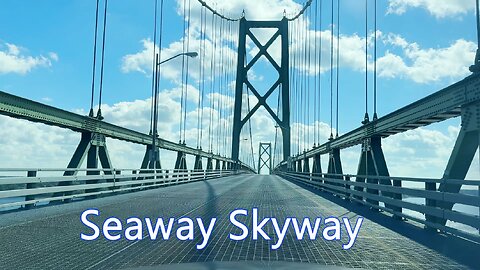 Driving across Seaway Skyway Bridge Johnstown Canada U.S. Border