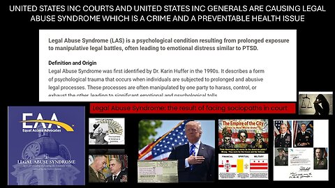 LEGAL ABUSE SYNDROME IS A PREVENTABLE HEALTH ISSUE AND GUESS WHO IS CAUSING IT W/THE INTENT TO HARM