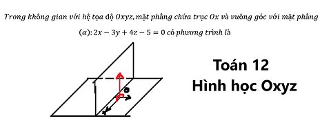 Toán 12: Trong không gian với hệ tọa độ Oxyz,mặt phẳng chứa trục Ox và vuông góc với mặt phẳng