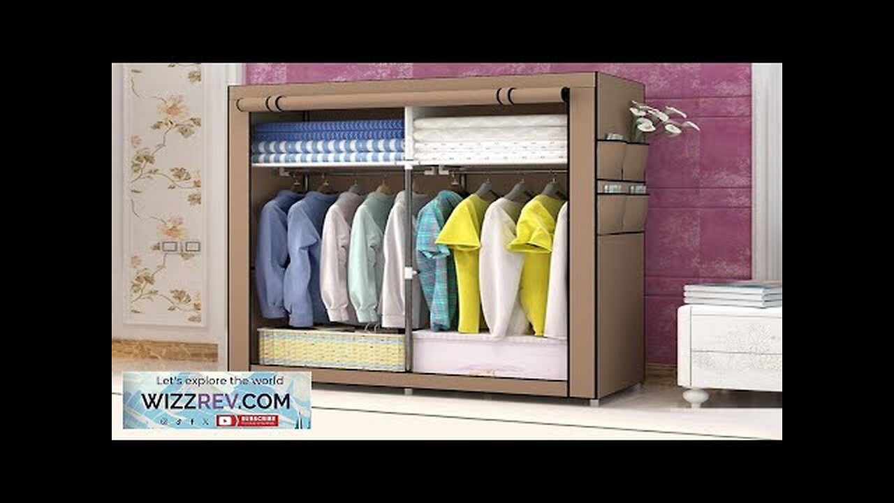 Foldable Mobile Textile Wardrobe Fabric Cupboard Folding Cupboard Wardrobe for Home Bedroom Review