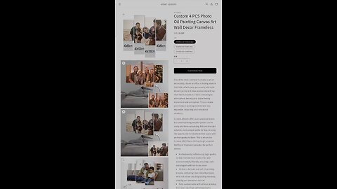 Custom 4 PCS Photo Oil Painting Canvas Art Wall Decor Frameless .