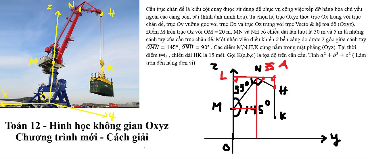 Toán 12: Cần trục chân đế là kiểu cột quay được sử dụng để phục vụ công việc xếp đỡ hàng hóa