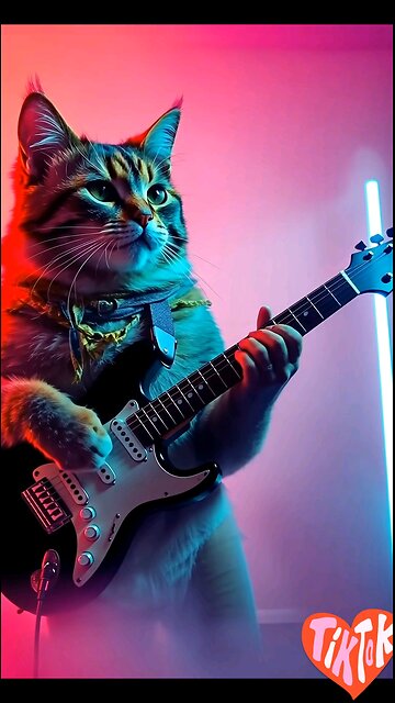 Cat play guitare😅😍♥️