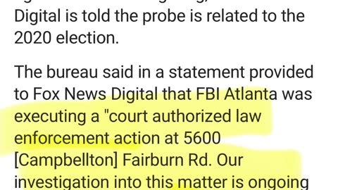 FBI search election hub in Fulton County Georgia re 2020 Election