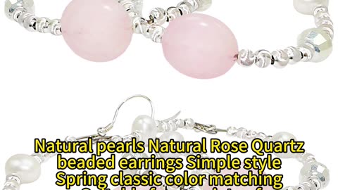 GN-20250218-03 Natural pearls Natural Rose Quartz beaded earrings