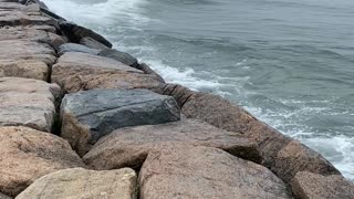 MESMERIZING WAVES HITTING A JETTY!