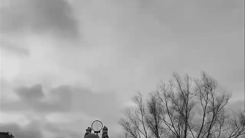 A mobile fire group with a twin machine gun mount “Maxim” shoots down a “shahed”.