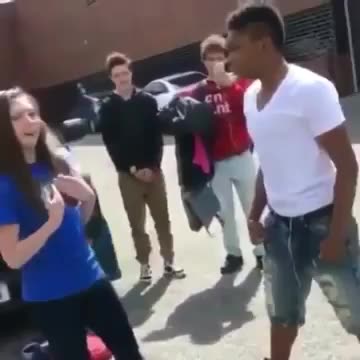 Guy Warns Girl He'll Knock Her Out. She Laughs At Him. Guy Knocks Her Out