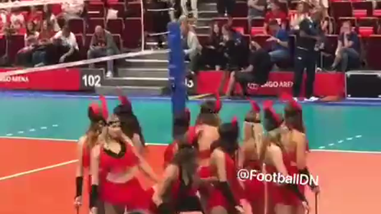 Dance cheerleaders in volleyball matches