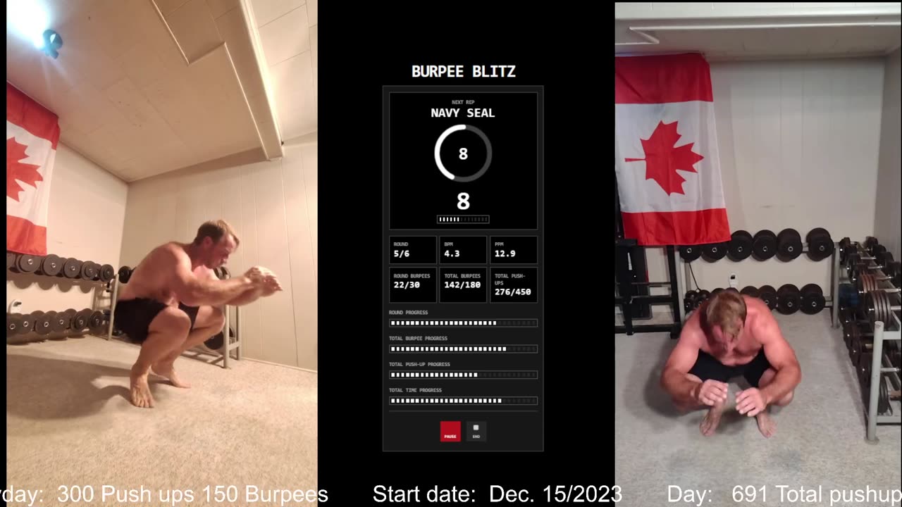 Everyday 300 push ups and 150 Burpees!