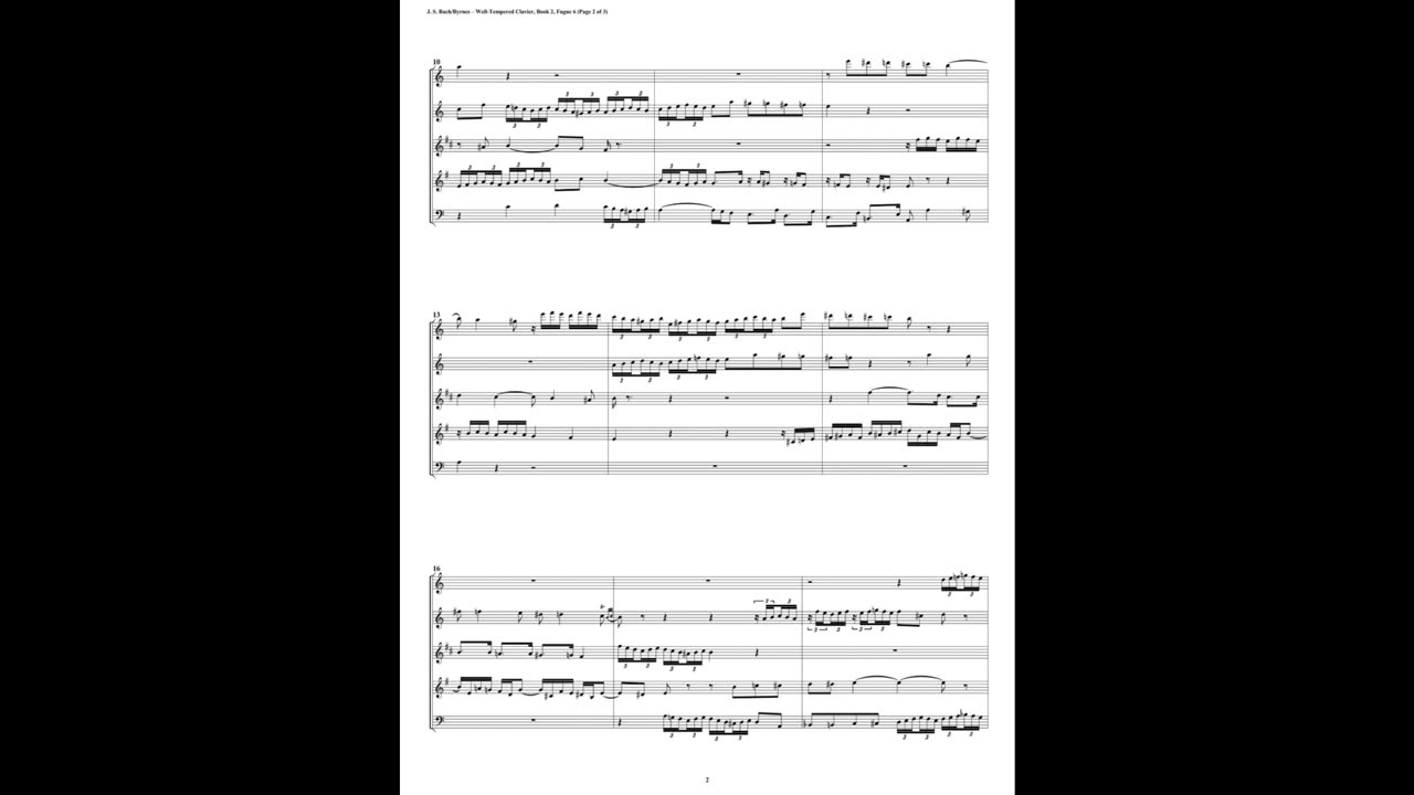 J.S. Bach - Well-Tempered Clavier: Part 2 - Fugue 06 (Woodwind Quintet)