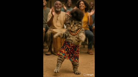 Dancing kitten showing off her moves