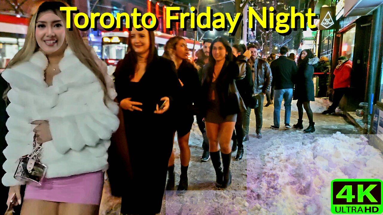 【4K】Romantic Toronto: A Snowy Valentine's Nightlife walk 💖 Canada 🇨🇦