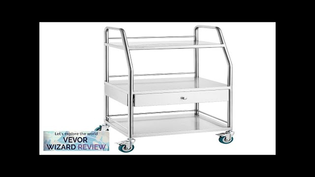 VEVOR Lab Serving Cart 3 Layers Stainless Steel Utility Rolling Cart Medical Review