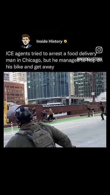 A food delivery driver manages to evade ICE agents in Chicago.