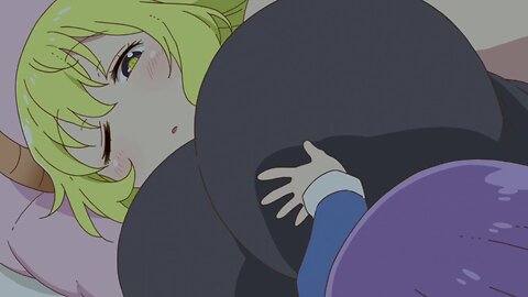 Miss Kobayashi's Dragon Maid - Lucoa sleeping on top of Shouta
