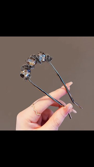 High-end Metal Crystal Leaf U-shaped Hairpin