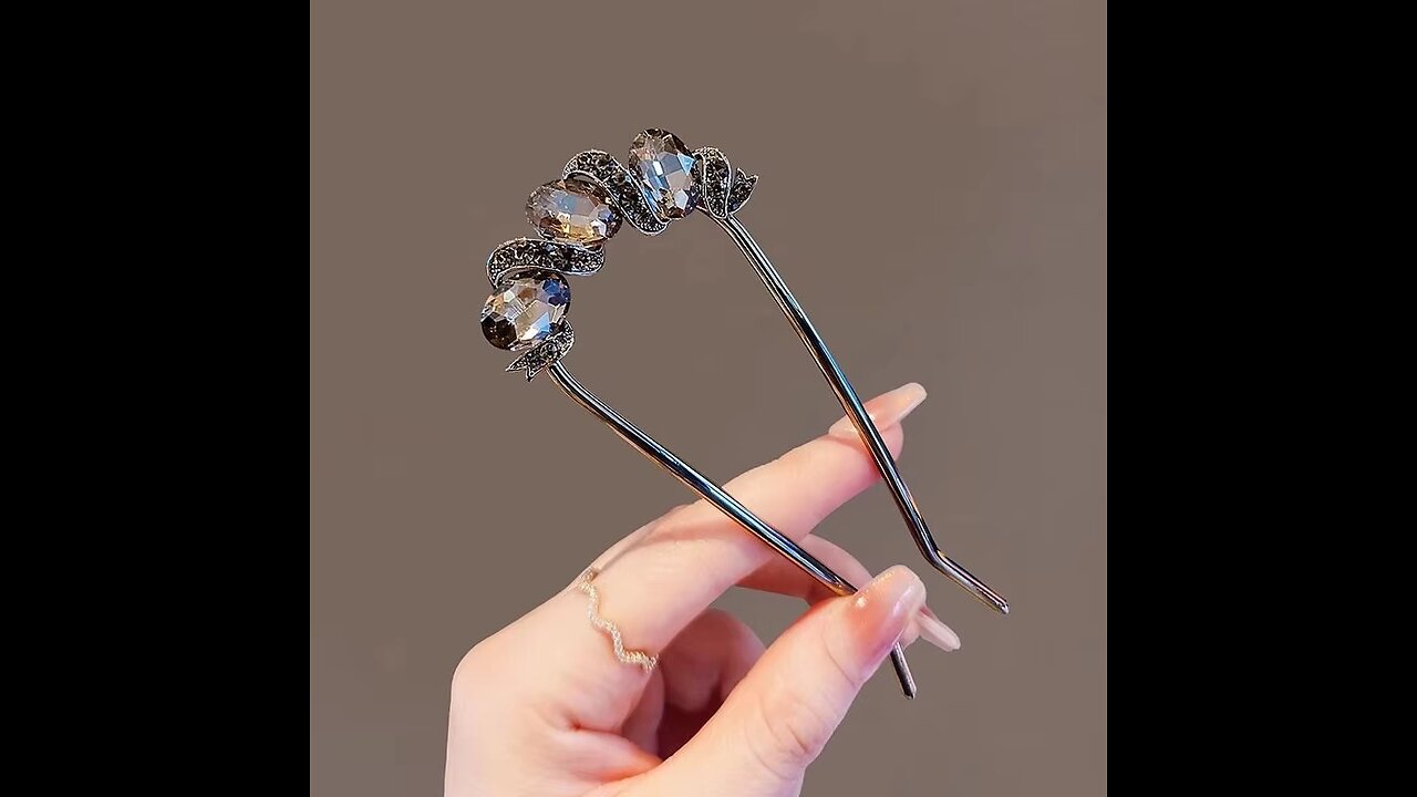 High-end Metal Crystal Leaf U-shaped Hairpin