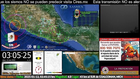 #Sismo detectado el 12-ene-25 a las 03:05:03 hrs. NO AMERITÓ ALERTA SÍSMICA